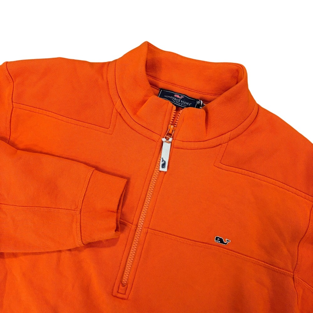 VINEYARD VINES‎ Shep Shirt Mens Medium Orange Quarter Zip Pullover Cotton